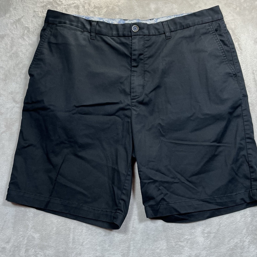 Tommy Bahama Boracay Shorts Mens 40 Black Cotton Tencel Stretch Flat Front 9"